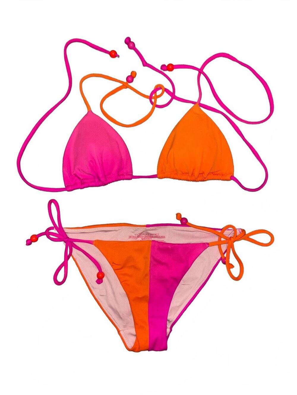 VS Pink & Orange Beaded Bikini Set